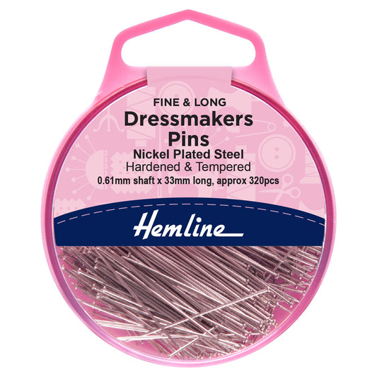 hemline fine dressmakers pins 33mm nickel pack of 320