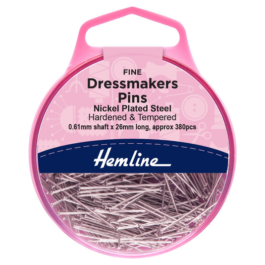 hemline fine dressmakers pins 26mm nickel pack of 380