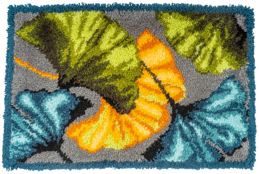 vervaco ginkgo leaf latch hook rug kit 70 x 46cm