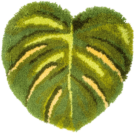 vervaco green leaf shaped latch hook rug kit 55 x 57cm