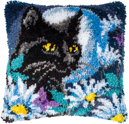 vervaco cat in the night latch hook cushion kit 40 x 40cm