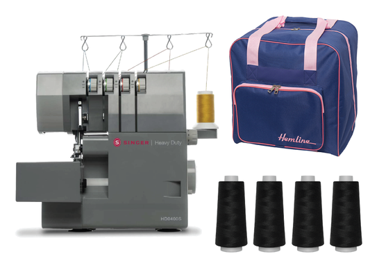 Singer Heavy Duty HD0405S Overlocker with Accessory Bundle - 4 x thread cones and Overlocker Bag